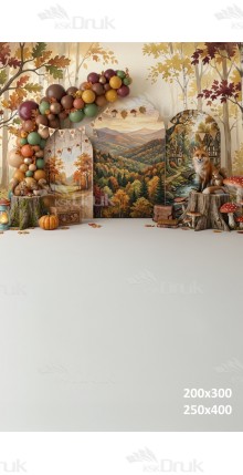 Tło fotograficzne „Leśna jesień – lis i górski krajobraz” | UB_867